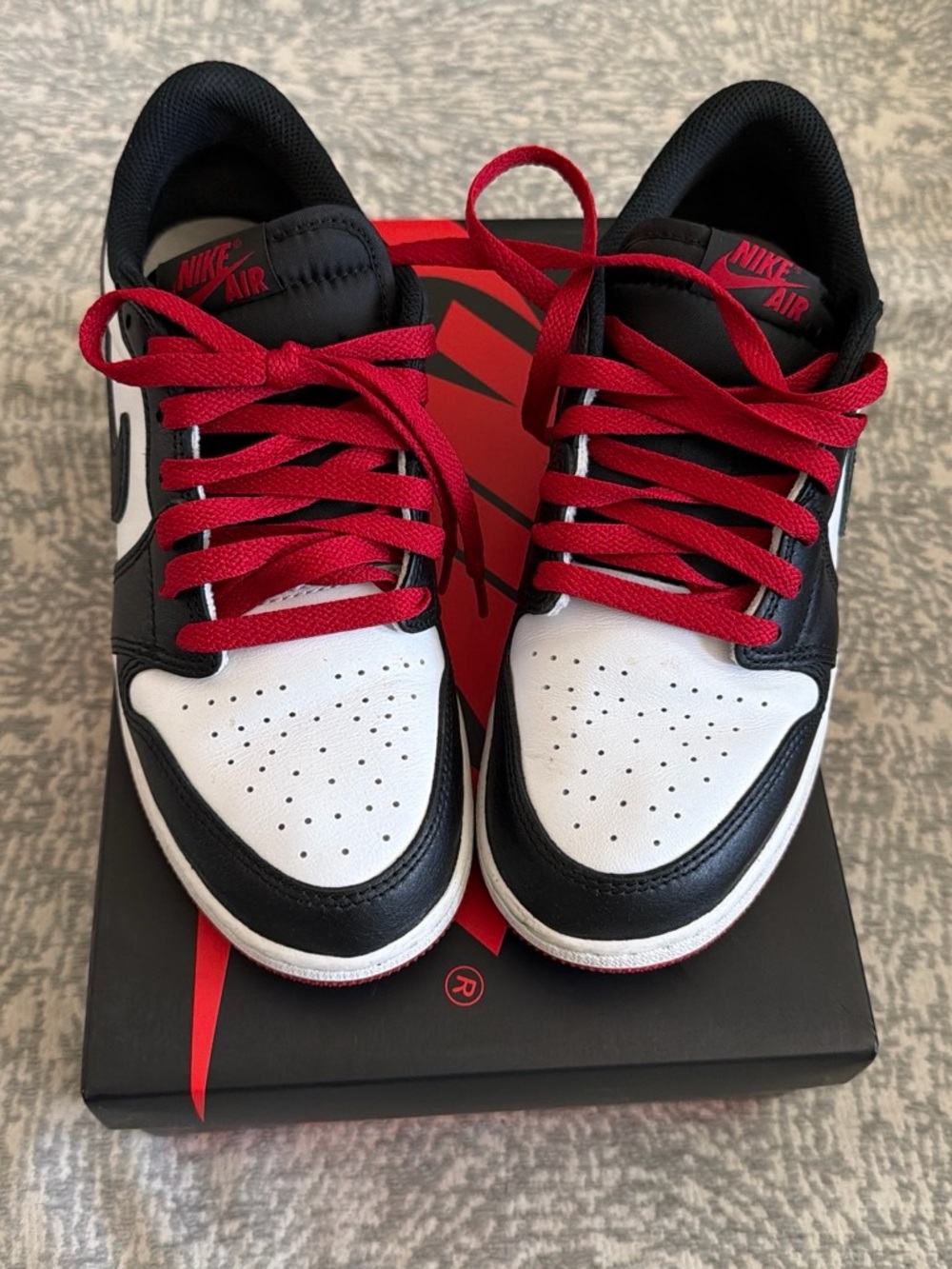 Jordan Black White Red Lace-Up Sneakers